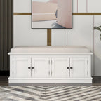 Entryway Storage Bench with 4 Doors and Adjustable Shelves