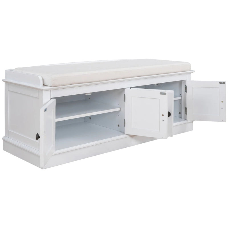 Entryway Storage Bench with 4 Doors and Adjustable Shelves