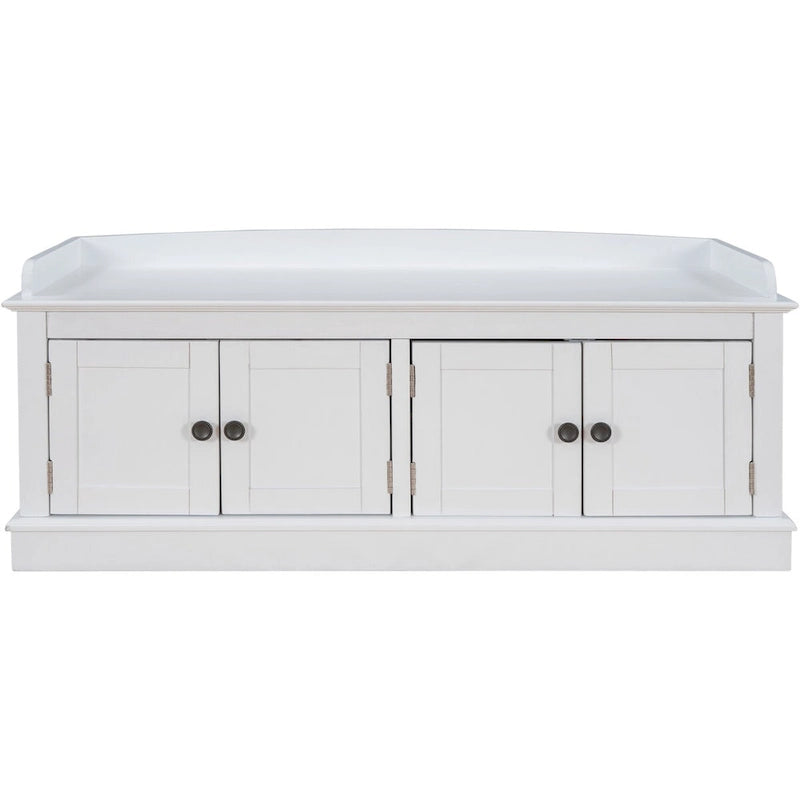 Entryway Storage Bench with 4 Doors and Adjustable Shelves