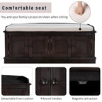 Entryway Storage Bench with 4 Doors and Adjustable Shelves