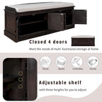 Entryway Storage Bench with 4 Doors and Adjustable Shelves