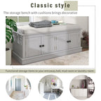 Entryway Storage Bench with 4 Doors and Adjustable Shelves