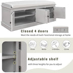 Entryway Storage Bench with 4 Doors and Adjustable Shelves