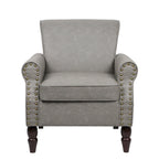 2 Set Nailheads Accent Chair Faux Leather Armchair