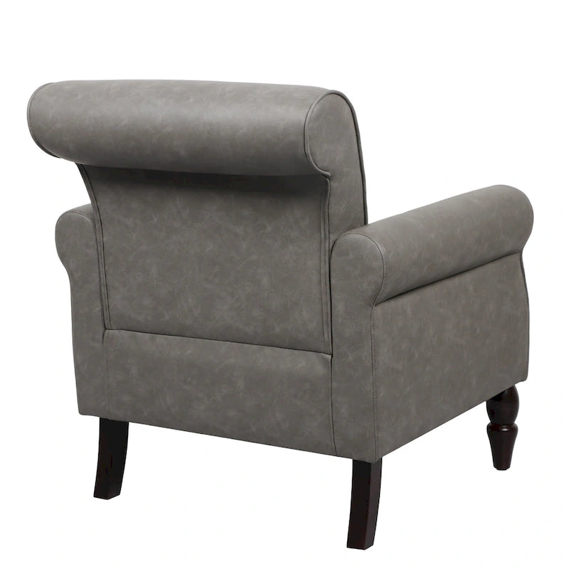 2 Set Nailheads Accent Chair Faux Leather Armchair