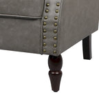 2 Set Nailheads Accent Chair Faux Leather Armchair