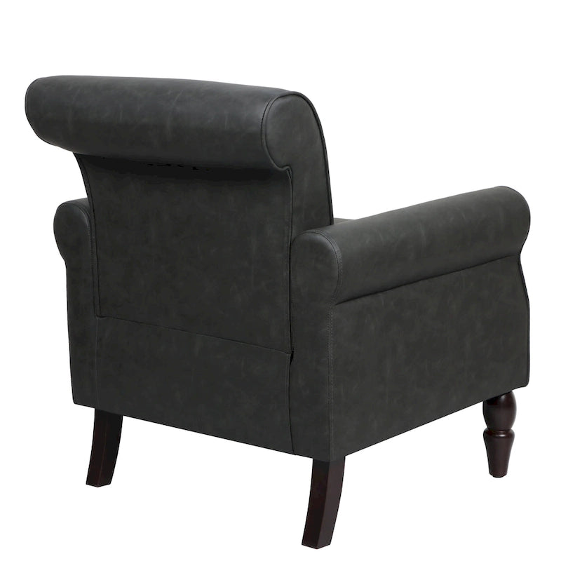 2 Set Nailheads Accent Chair Faux Leather Armchair