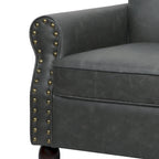 2 Set Nailheads Accent Chair Faux Leather Armchair