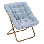 Oversized Folding Upholstered Saucer Chair with Ottoman
