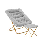 Oversized Folding Upholstered Saucer Chair with Ottoman