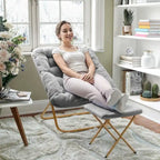 Oversized Folding Upholstered Saucer Chair with Ottoman