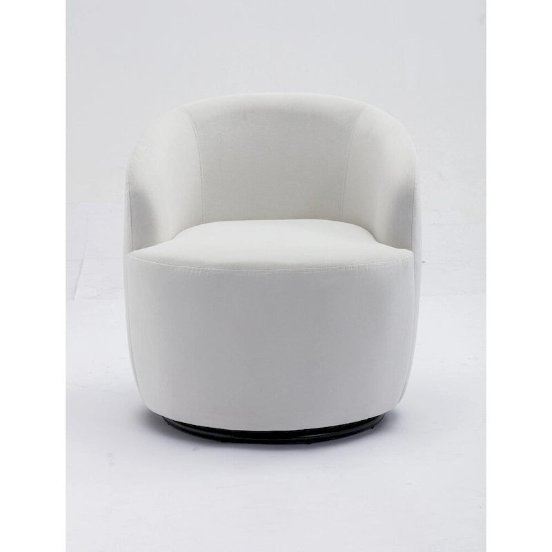 Velvet Fabric Swivel Barrel Chair with Black Powder Coating Metal Ring