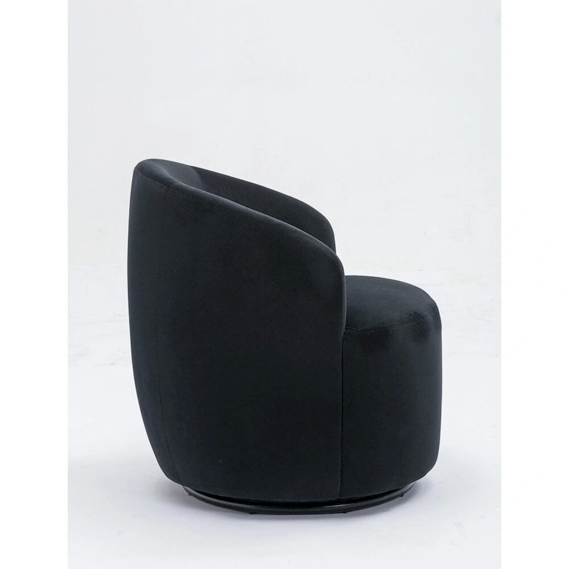 Velvet Fabric Swivel Barrel Chair with Black Powder Coating Metal Ring