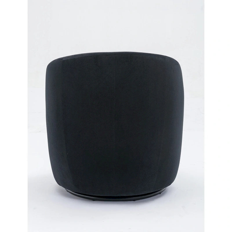Velvet Fabric Swivel Barrel Chair with Black Powder Coating Metal Ring