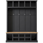 Hall Tree Hallway Storage Bench with Shoe Cubbies and Coat Rack with Hooks