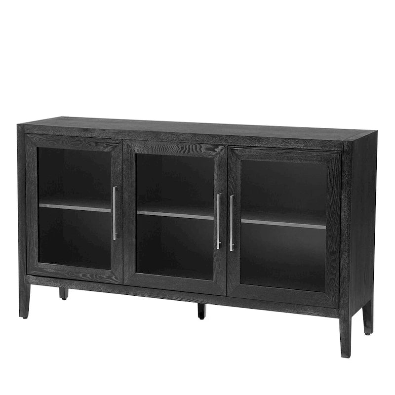 34 Tall MDF 3-door Accent Cabinet with Adjustable Shelf