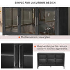 34 Tall MDF 3-door Accent Cabinet with Adjustable Shelf
