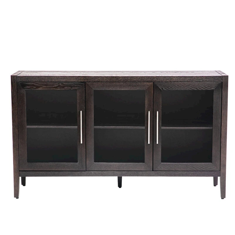 34 Tall MDF 3-door Accent Cabinet with Adjustable Shelf