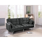 Regal Convertible Sleeper Sofa Bed Velvet Pull Out Couch with Mid-Century Style Tufted Design and Metal Legs