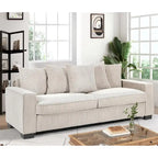Luxe Living Room Sofa with 5 Complementary Toss Pillows Soft Corduroy Upholstery Streamlined Large