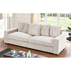 Luxe Living Room Sofa with 5 Complementary Toss Pillows Soft Corduroy Upholstery Streamlined Large