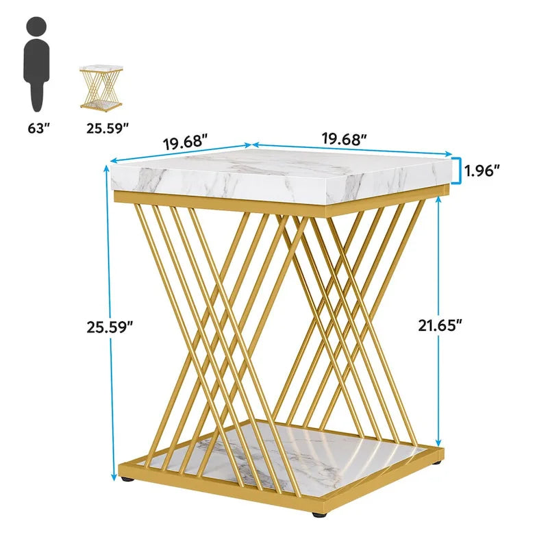 Square End Side Table for Living Room Set of 2