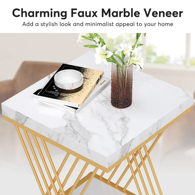 Square End Side Table for Living Room Set of 2