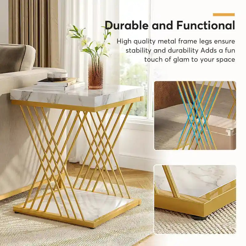 Square End Side Table for Living Room Set of 2