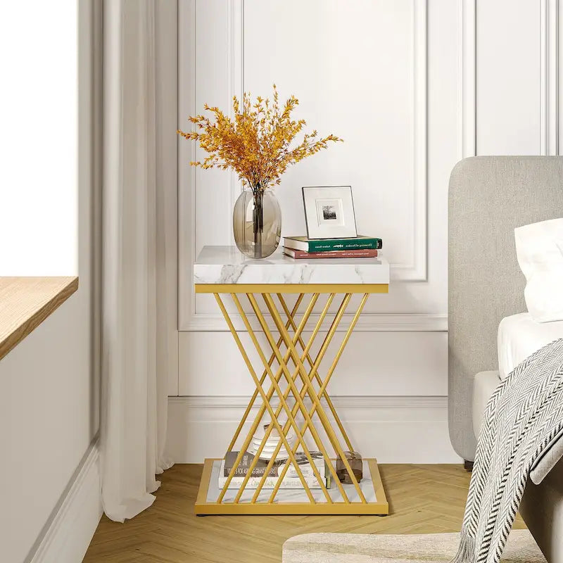 Square End Side Table for Living Room Set of 2