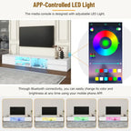 LED TV Stand for TVs Up to 105,Media Console with Tempered Glass Doors, Entertainment Center with 2 Drawers & Cabinets