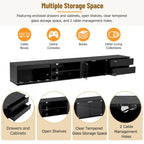 LED TV Stand for TVs Up to 105,Media Console with Tempered Glass Doors, Entertainment Center with 2 Drawers & Cabinets