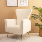 Velvet Accent Chair, Wingback Arm Chair with Gold Legs, Upholstered Single Sofa for Living Room Bedroom