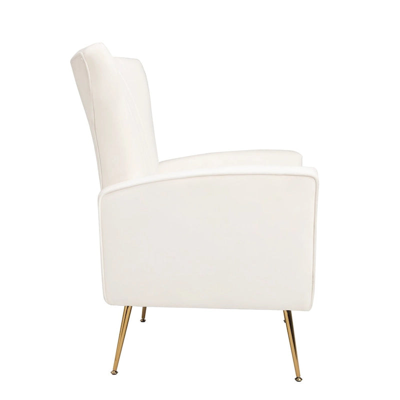 Velvet Accent Chair, Wingback Arm Chair with Gold Legs, Upholstered Single Sofa for Living Room Bedroom