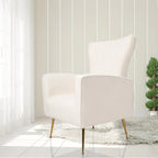 Velvet Accent Chair, Wingback Arm Chair with Gold Legs, Upholstered Single Sofa for Living Room Bedroom