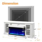 Erommy Entertainment Center with Adjustable Glass Shelves and Built-in Electric Fireplace - 70