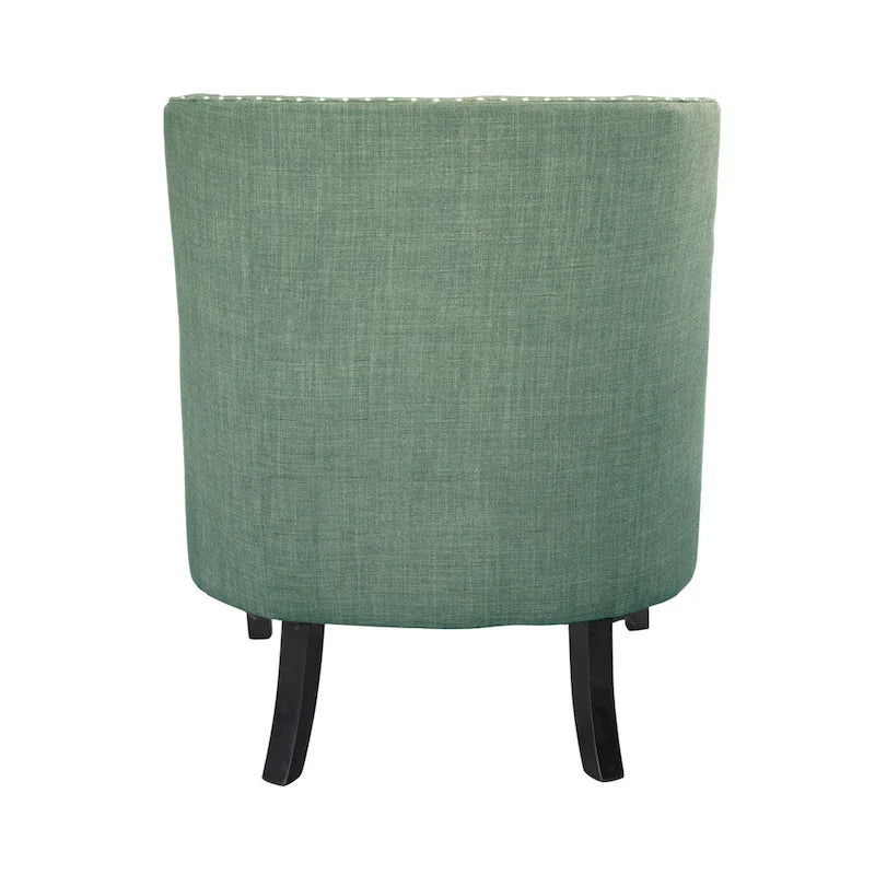 Teal Chenille Upholstered Accent Chair with Button-Tufted Back