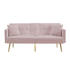 Velvet Futon Sofa Bed with Gold Metal Legs for Living Room, Entryway, Hallway, Office