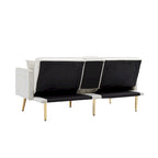 Velvet Futon Sofa Bed with Gold Metal Legs for Living Room, Entryway, Hallway, Office