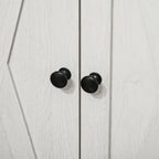 Farmhouse Barn Door Accent Cabinet, Kitchen Sideboard Storage Cabinet with Double Doors, Drawer,White
