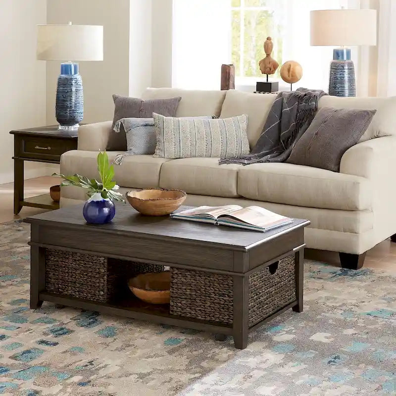 Pepper-Colored 3-Piece Lift-Top Coffee Table Set