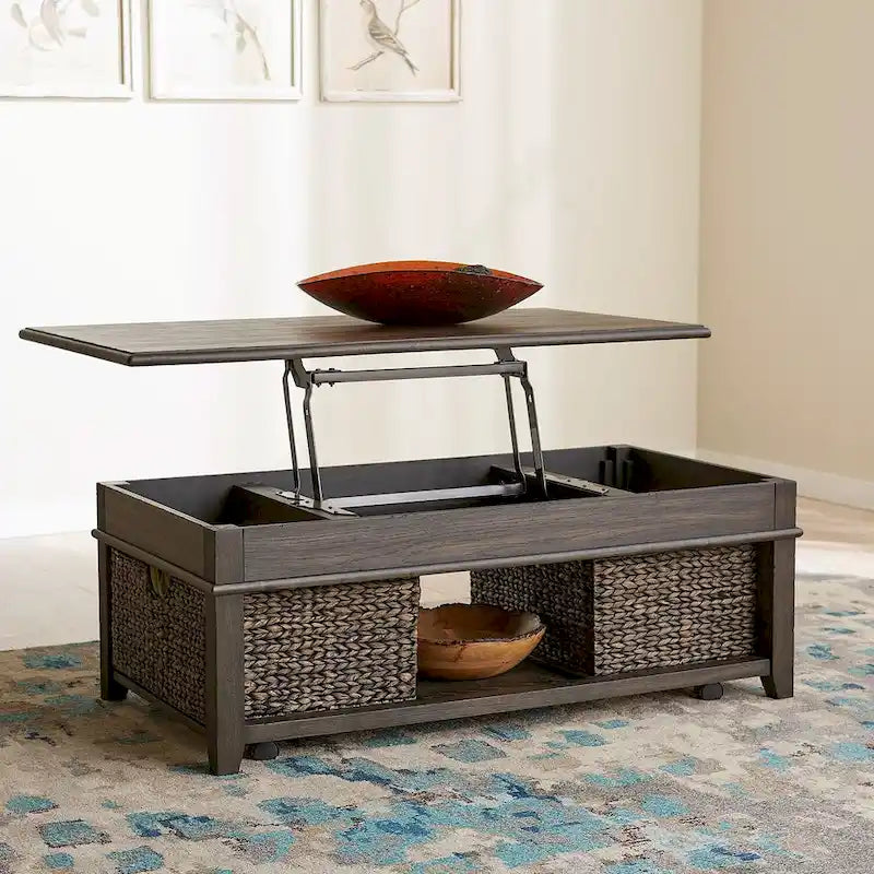Pepper-Colored 3-Piece Lift-Top Coffee Table Set