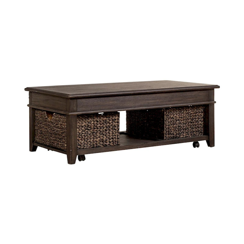 Pepper-Colored 3-Piece Lift-Top Coffee Table Set