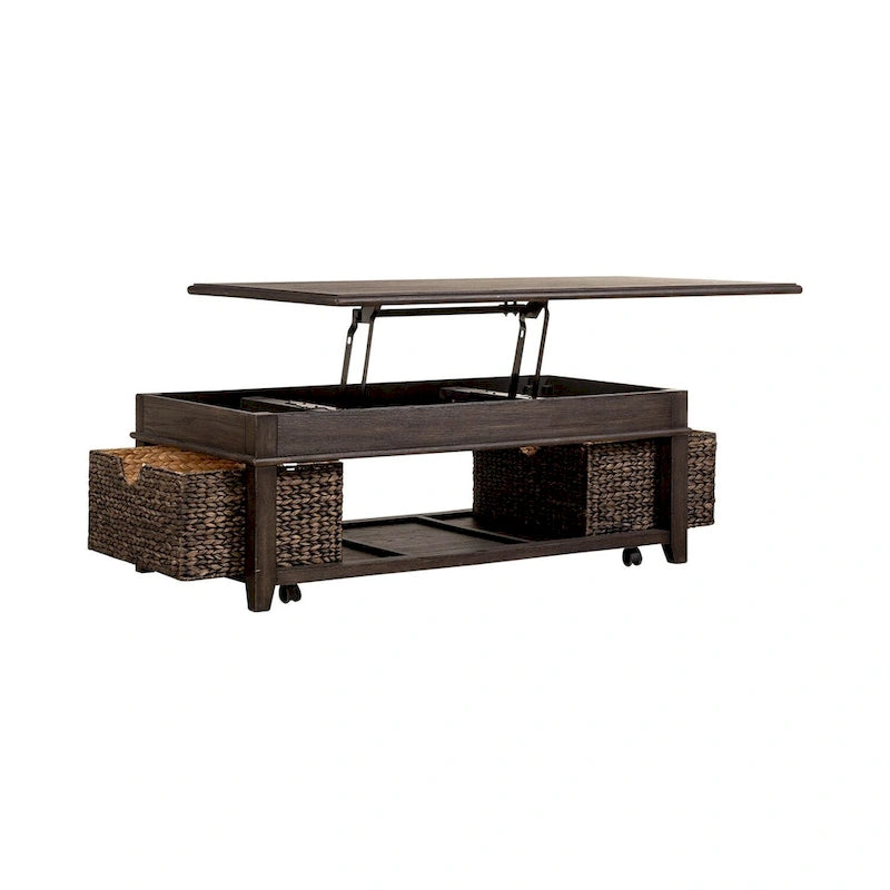 Pepper-Colored 3-Piece Lift-Top Coffee Table Set