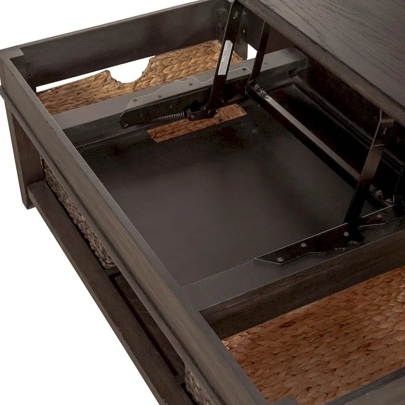 Pepper-Colored 3-Piece Lift-Top Coffee Table Set