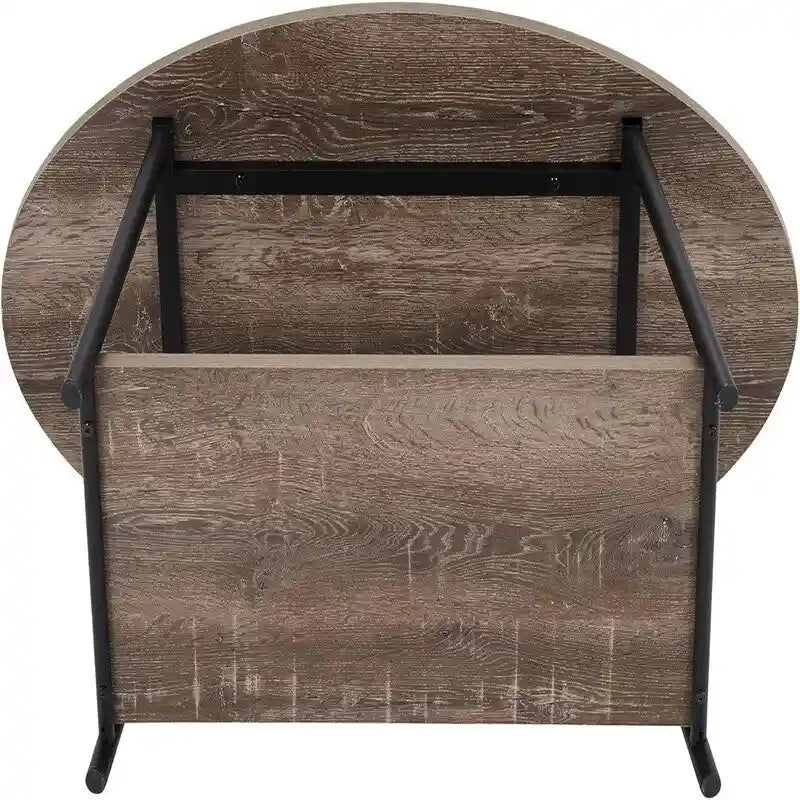 Oval Rustic Coffee Table with Storage Shelf - 23.43D x 39.37W x 16.54H