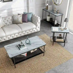 Modern-Style 3-Piece Coffee Table Set with White Glass Tabletops
