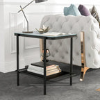 Modern-Style 3-Piece Coffee Table Set with White Glass Tabletops