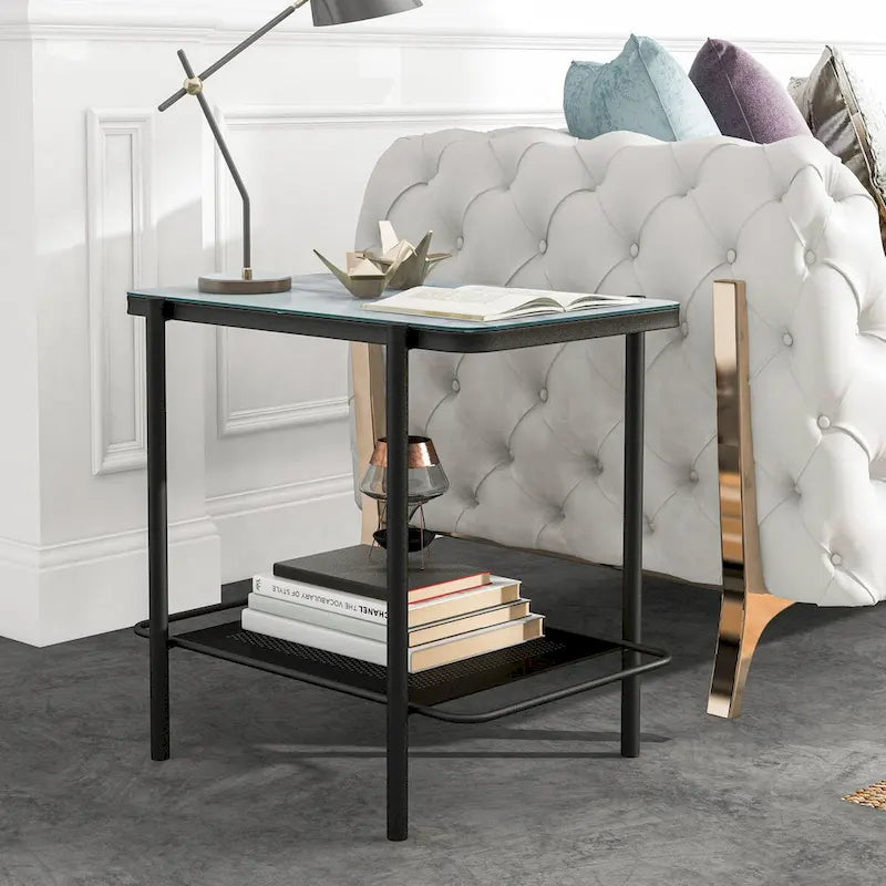 Modern-Style 3-Piece Coffee Table Set with White Glass Tabletops