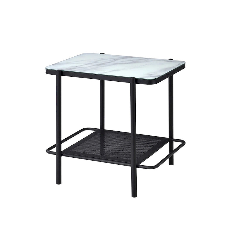 Modern-Style 3-Piece Coffee Table Set with White Glass Tabletops