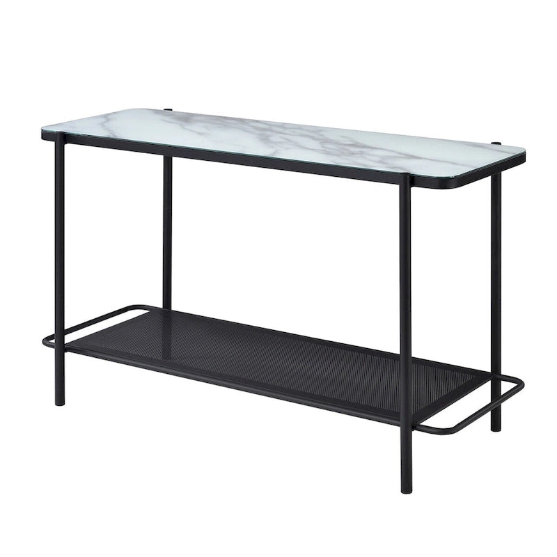 Modern-Style 3-Piece Coffee Table Set with White Glass Tabletops